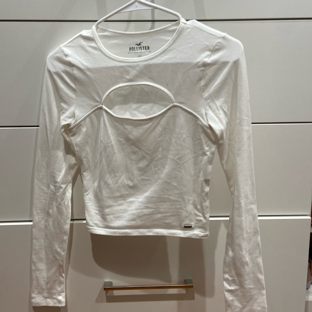 Hollister long sleeve top XS white
